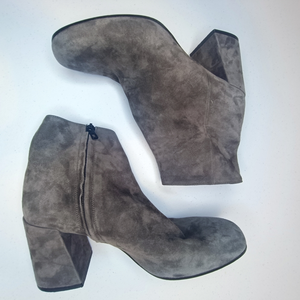 Vince Grey Cool Brown Block Hill Suede Ankle Boots Size 9 M - Picture 3 of 9